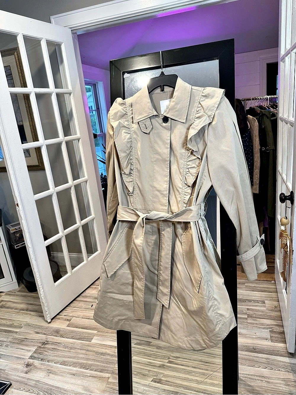 NWT Joie Gila Trench Coat Gila Ruffle Trench Coat Cream Small